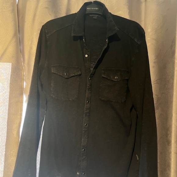 John Varvatos black snap button shirt - Picture 1 of 5